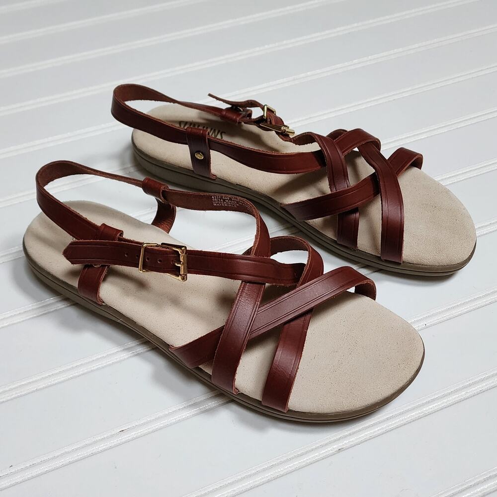 G.H. Bass & Co. Brown Leather Strappy Slingback Sandals